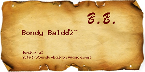 Bondy Baldó névjegykártya